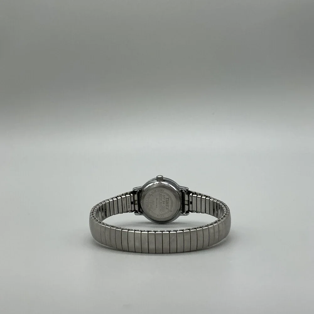 Timex Womens Watch 23mm White Dial Silver Tone Stretch Bracelet New Battery